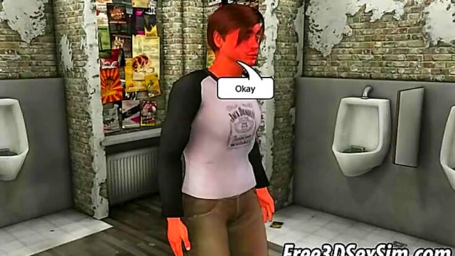 Foxy 3D Brunette Has Fun With Gloryhole Hardcore Action