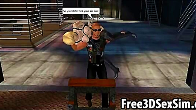 Tied-Up 3D Cartoon Hottie Sucks Dick & Fucks Hardcore BDSM Style