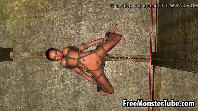 Bound Brunette Gets Hardcore Fucked in Intense 3D Anime Scene