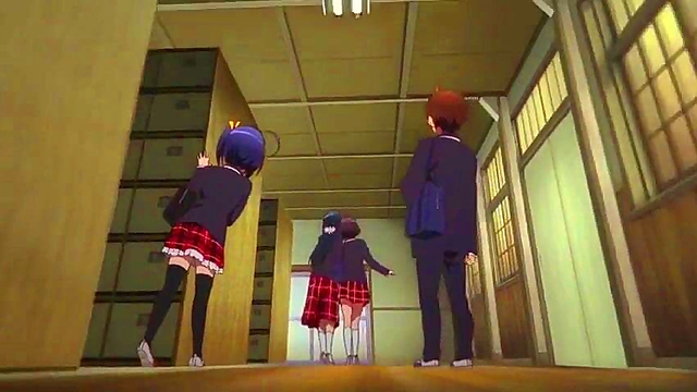 Romantic Chuunibyou Anime Couple Engage in Passionate Love Scene