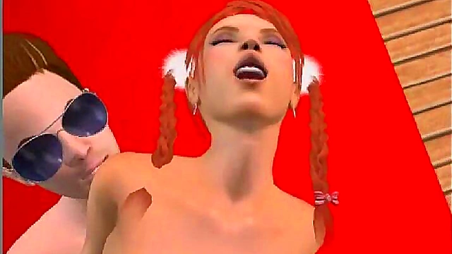 Ginger Anime Alice Fucks for Fun in Thong & Gets Juicy Cumshot