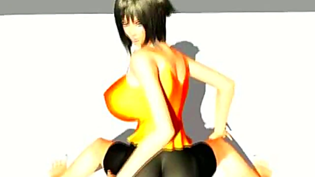 Busty 3D Anime Chick Rubs Big Tits For Crazy Frottage Orgasm