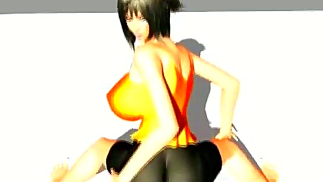 Busty 3D Anime Chick Rubs Big Tits For Crazy Frottage Orgasm
