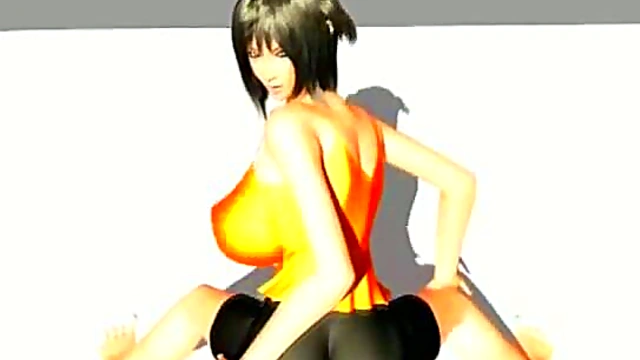 Busty 3D Anime Chick Rubs Big Tits For Crazy Frottage Orgasm