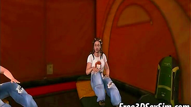 Alien Babe Sucks Two Cocks in Wild 3D Anime Group Action