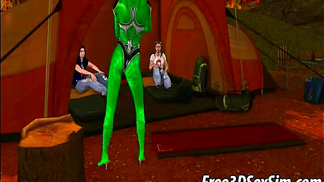 Alien Babe Sucks Two Cocks in Wild 3D Anime Group Action