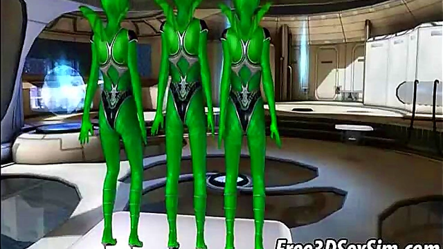 Alien Babe Sucks Two Cocks in Wild 3D Anime Group Action