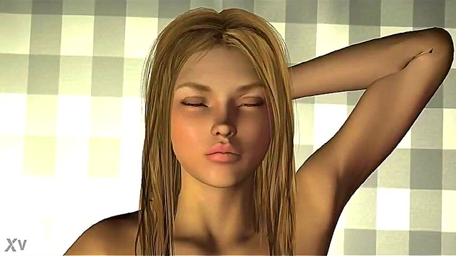 Sexy Anime Girl Masturbates Sensually in Detailed 3D CG Animation