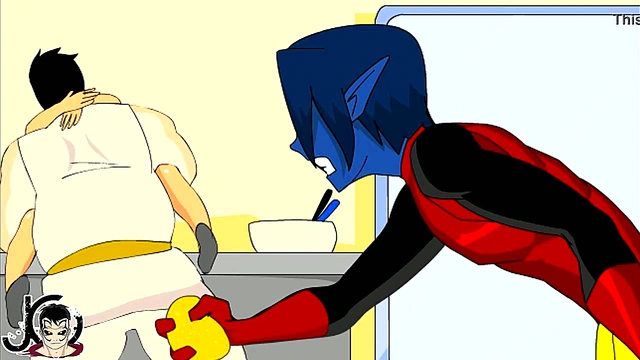Nightcrawler's Erotic Teleport Mishap in Busty Animación Fantasy