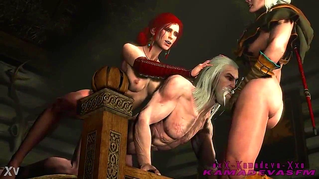 Witcher Futa Triss & Yennefer Gangbang Gerald for Anal Blowjob Feast
