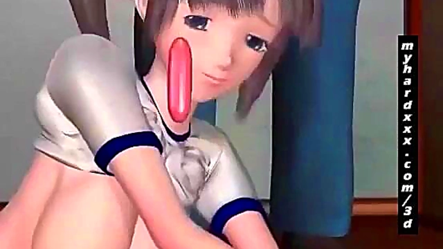 Gagged 3D Hentai slut gets fucked mercilessly by animated stud