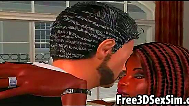 Lucky Stud Fucks Two 3D Ebony Babes In The Office For A Wild Group Session