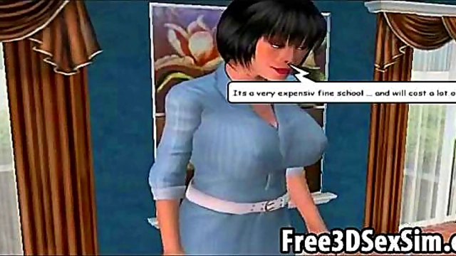 Two 3D Cartoon Babes Seduce Their Horny Boss In The Office For A Steamy Encounter