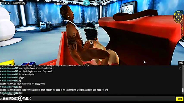 Carmiia X-Mas Room Head Bangs in 3D Anime Game Paradise