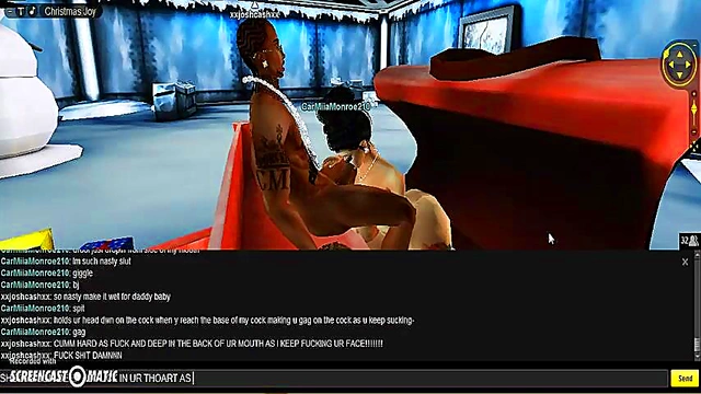 Carmiia X-Mas Room Head Bangs in 3D Anime Game Paradise