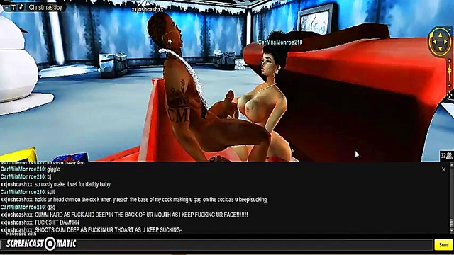 Carmiia X-Mas Room Head Bangs in 3D Anime Game Paradise