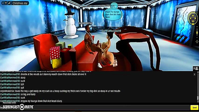 Carmiia X-Mas Room Head Bangs in 3D Anime Game Paradise