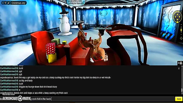 Carmiia X-Mas Room Head Bangs in 3D Anime Game Paradise