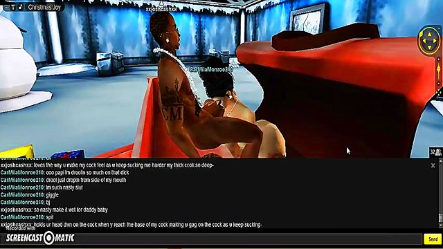 Carmiia X-Mas Room Head Bangs in 3D Anime Game Paradise