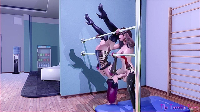 Athletic 3d redhead gets fucked by a big dick futanari girl at the yoga studio