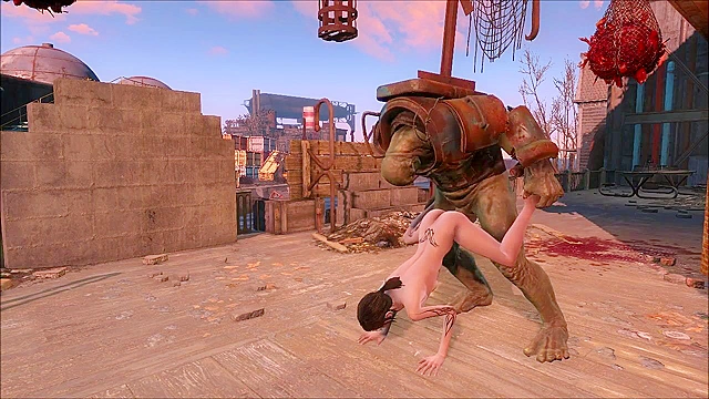 Petite hentai teen gets her faced fucked by fallout monster