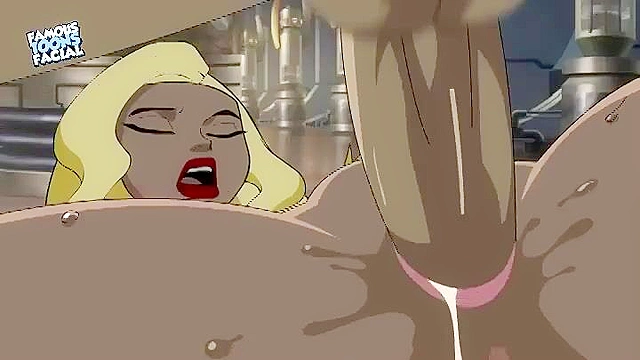 The flash gets a blowjob and titty fuck from a busty villain