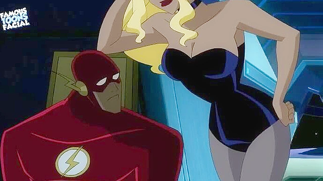 The flash gets a blowjob and titty fuck from a busty villain