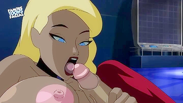 The flash gets a blowjob and titty fuck from a busty villain