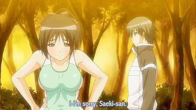 Busty anime sports girl gets fucked in the woods at tennis camp