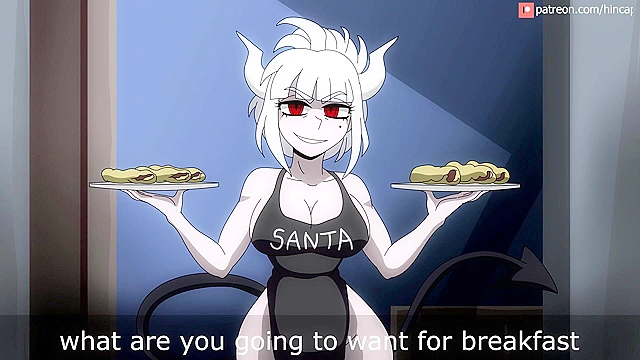 Helltaker Breakfast of Hell - Succubus gets pussy licked and nipple sucked