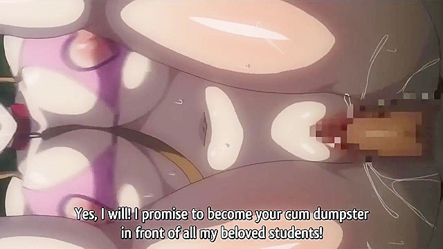 Pervy dude uses hypnosis app on anime schoolgirl with huge tits for public fuck