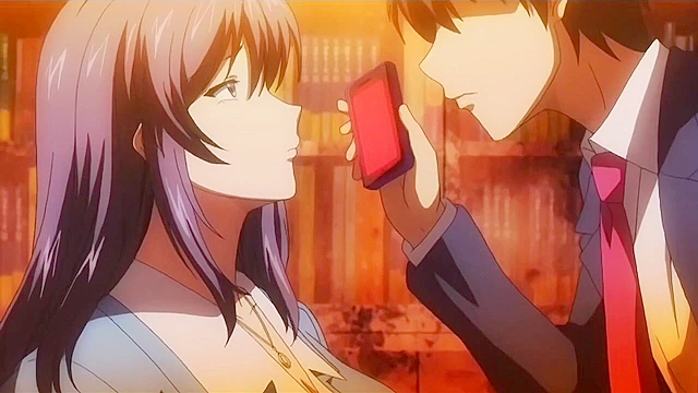 Pervy dude uses hypnosis app on anime schoolgirl with huge tits for public fuck