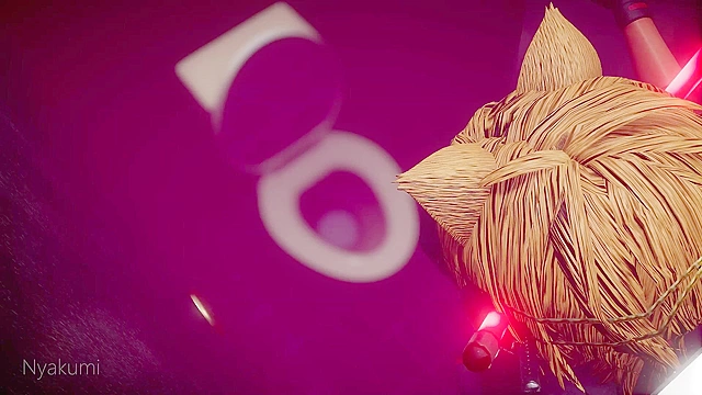 2B sucks off and fucks two huge futa dicks in a bathroom gloryhole