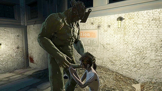 Fallout 4 A big green monster cock sucked by teen on her knees
