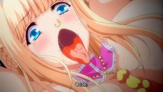 Oujo & Onna 2 - Busty anime princess is tied up and titty fucked in public