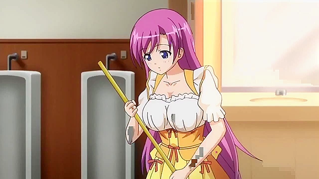 Demon Father Harvest - Busty anime teen fucked by perverted dad in public bathroom