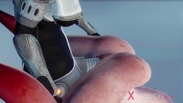 Female alien gets fucked hard by futanari sci-fi explorer in exoskeleton