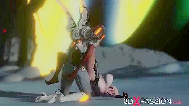 Female alien gets fucked hard by futanari sci-fi explorer in exoskeleton