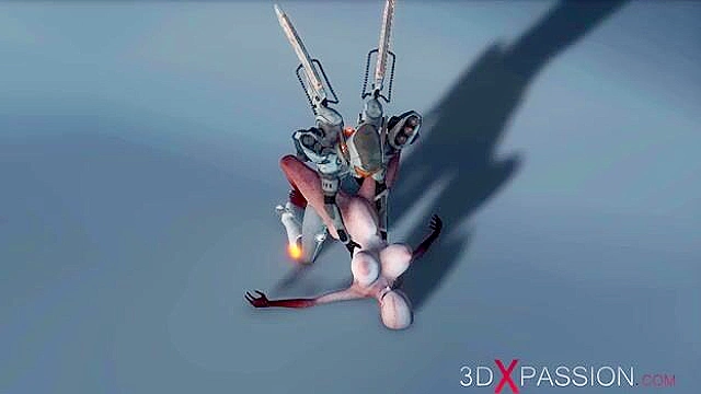 Female alien gets fucked hard by futanari sci-fi explorer in exoskeleton