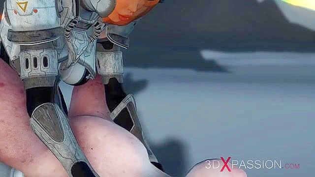 Female alien gets fucked hard by futanari sci-fi explorer in exoskeleton
