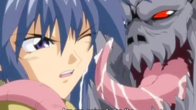 Demons with big tongues bang the holes of fighter girls with big anime cocks