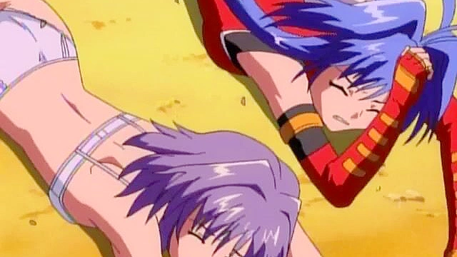 Demons with big tongues bang the holes of fighter girls with big anime cocks