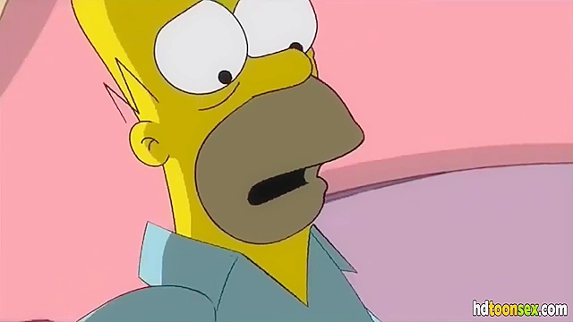 Horny Marge Simpson getting banged and sucking Homer's dick