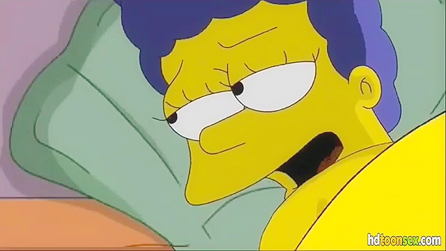 Horny Marge Simpson getting banged and sucking Homer's dick