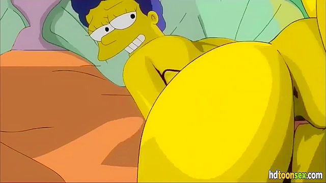 Horny Marge Simpson getting banged and sucking Homer's dick