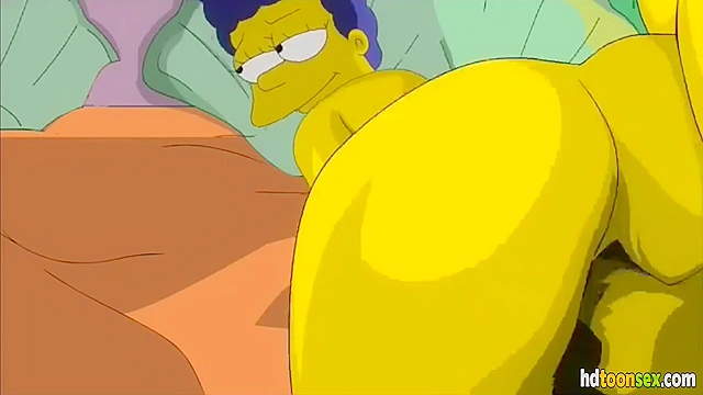 Horny Marge Simpson getting banged and sucking Homer's dick