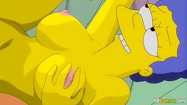 Horny Marge Simpson getting banged and sucking Homer's dick