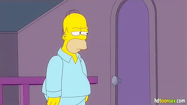 Horny Marge Simpson getting banged and sucking Homer's dick