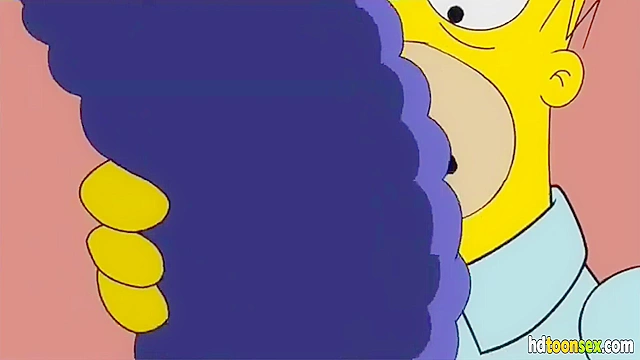 Horny Marge Simpson getting banged and sucking Homer's dick