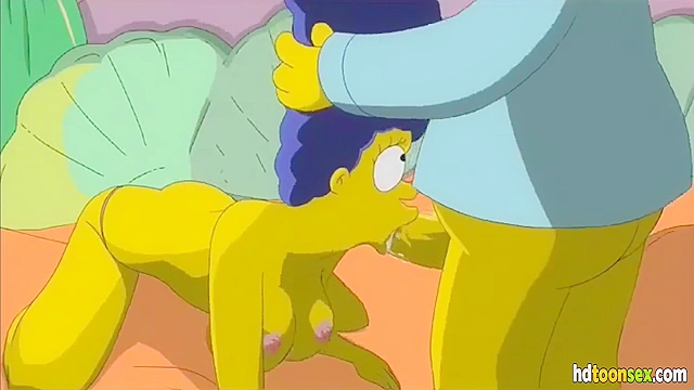 Horny Marge Simpson getting banged and sucking Homer's dick